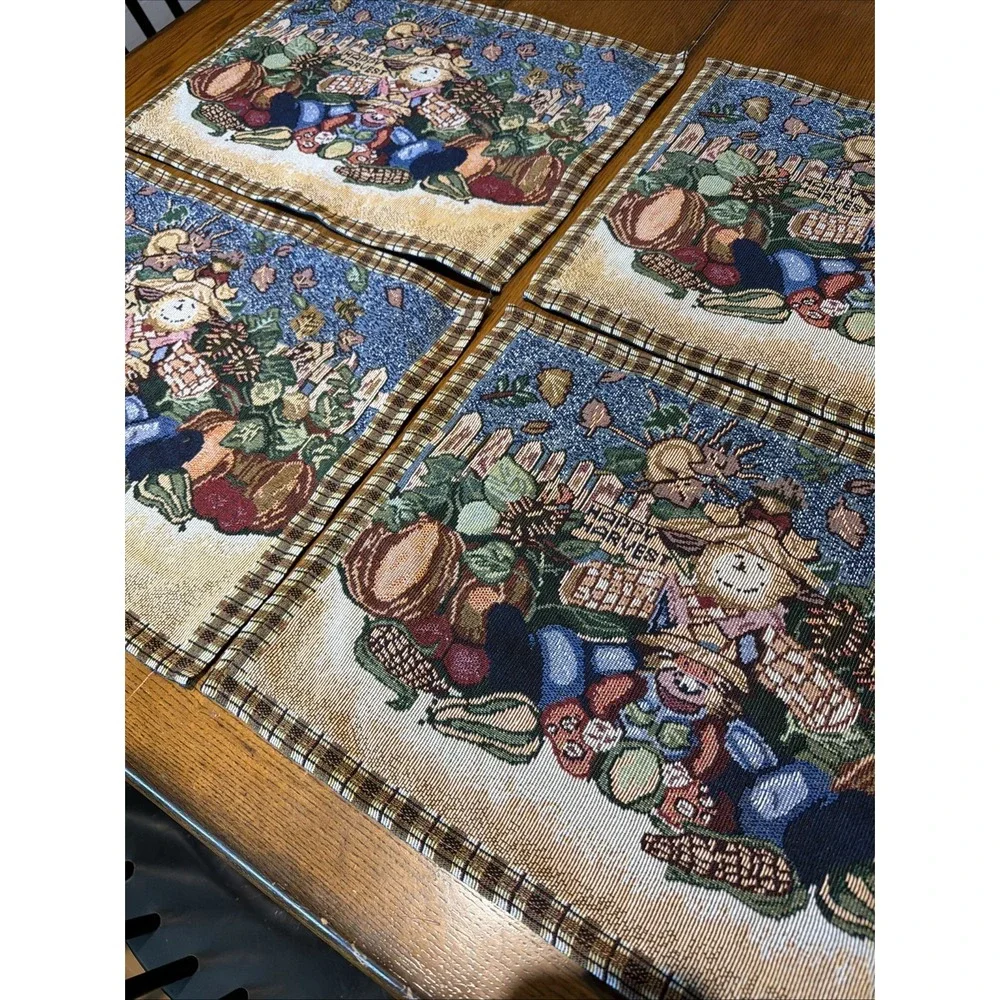 Happy Harvest 4 tapestry style placemats 18 X 13 1/2